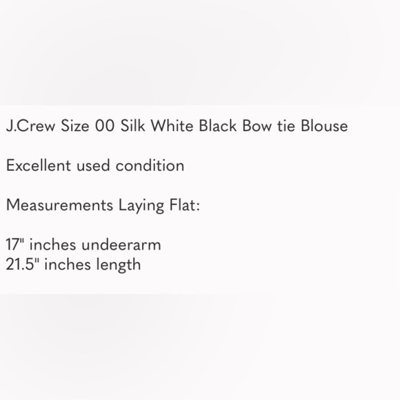 J.Crew Size 00 Silk White Black Bow tie Blouse - Picture 7 of 7